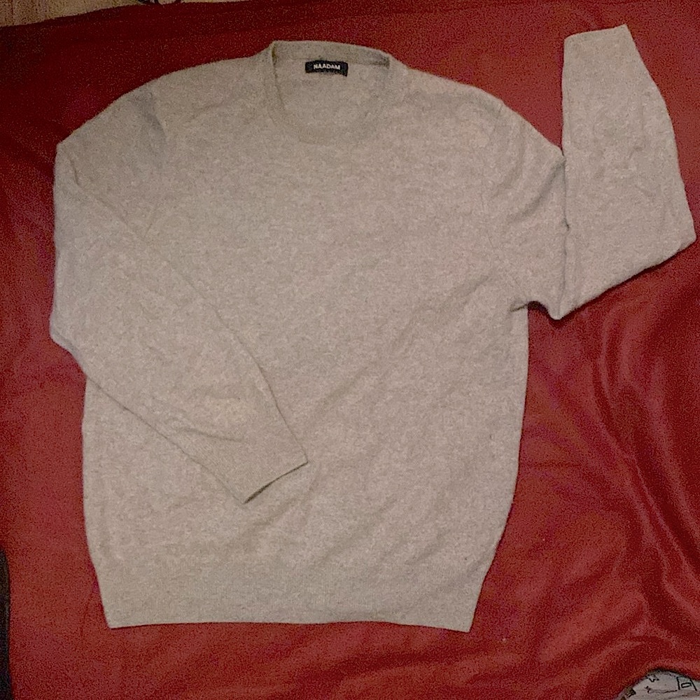 NAADAM 100% CASHMERE MEN''S  PULLOVER BEIGE/SAND CREW NECK SWEATER TOP SIZE L